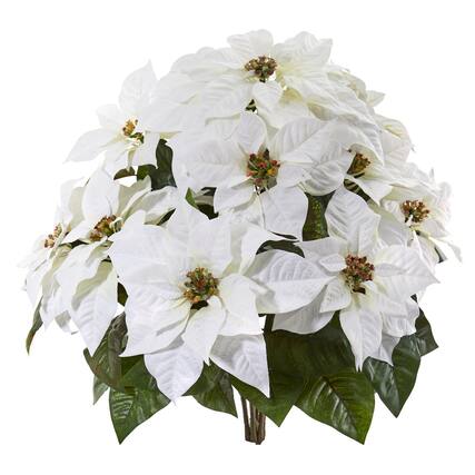 Front. BreeBe - 24" Poinsettia Artificial Plant (Set of 2) - Green.