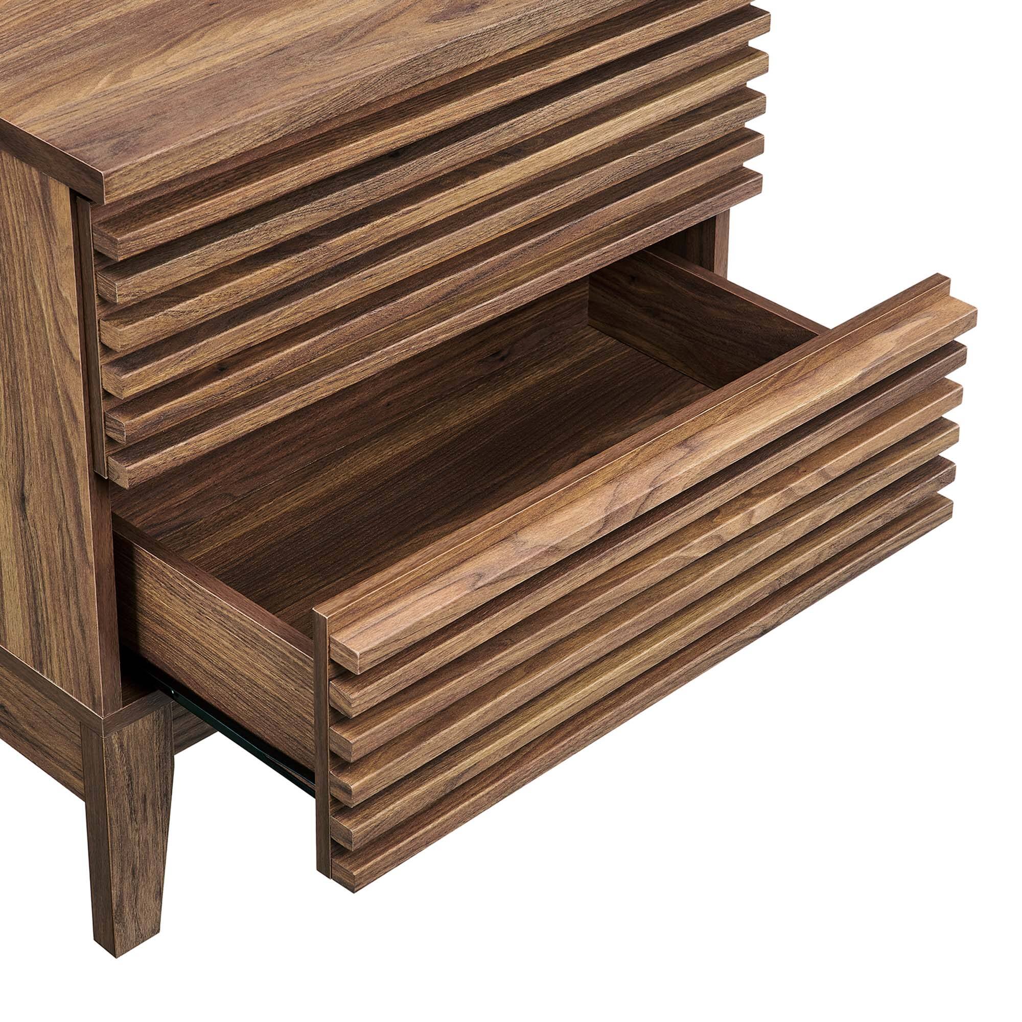 Alt View 3. Modway - Render Two-Drawer Nightstand by Modway - Walnut.