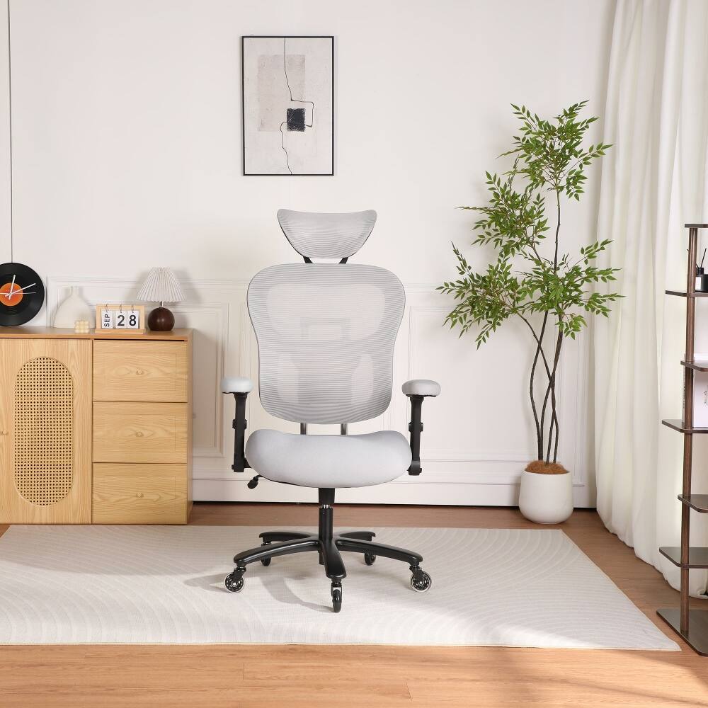 Front. Loheer - Loheer Big and Tall Office Chair Ergonomic Gaming Chair Grey - Grey.