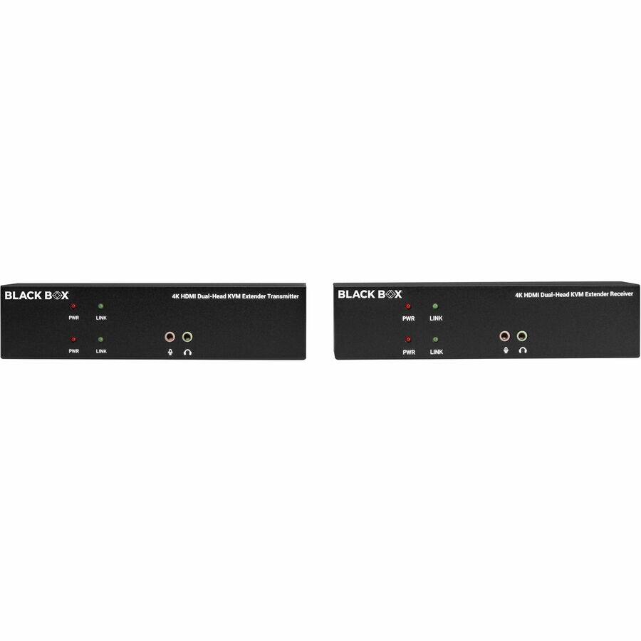 BLACK BOX  
4K HDMI Dual-Head KVM Extender Transmitter  
PWR LINK  

BLACK BOX  
4K HDMI Dual-Head KVM Extender Receiver  
PWR LINK