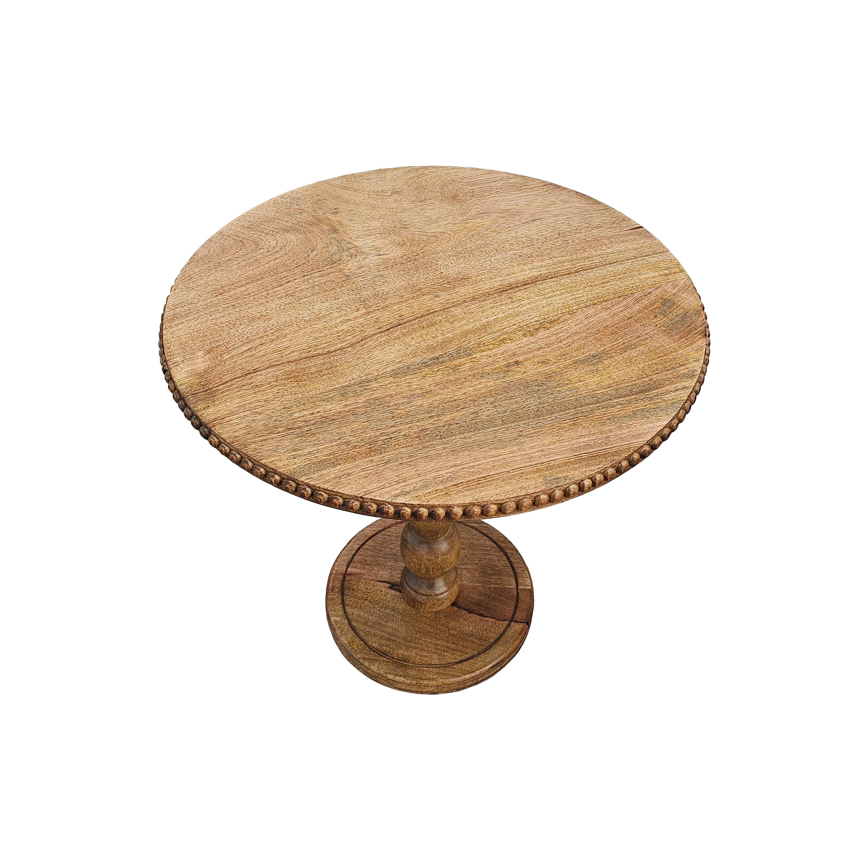 Alt View 2. Manhattan Lane - 21 Inch Side End Table, Round Top, Stacked Ball Post, Natural Brown Mango Wood - Brown.
