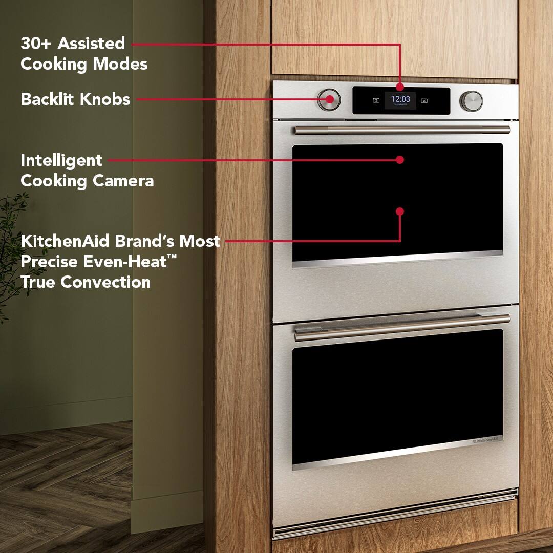 30+ Assisted Cooking Modes  
Backlit Knobs  
Intelligent Cooking Camera  
KitchenAid Brand's Most Precise Even-Heat™ True Convection