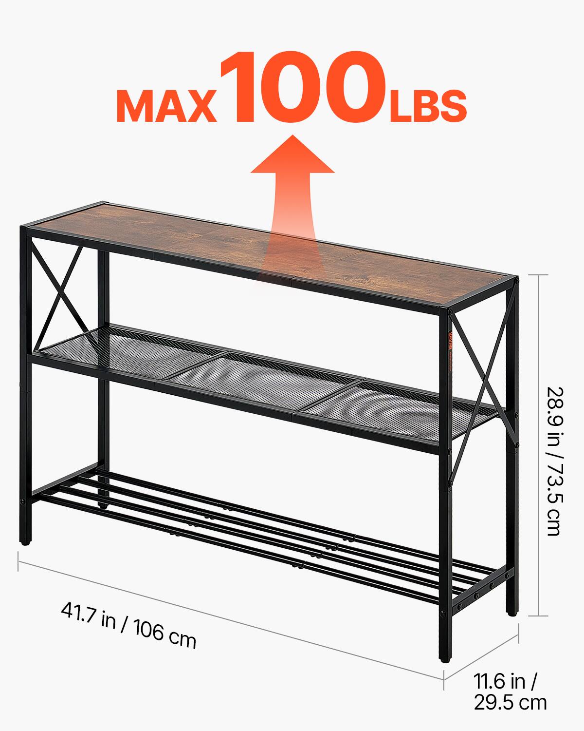 MAX 100 LBS

28.9 in / 73.5 cm

41.7 in / 106 cm

11.6 in / 29.5 cm