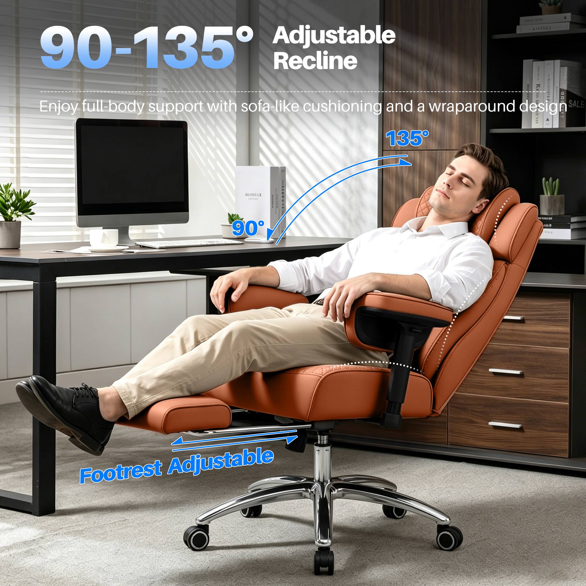 2,000

90-135 Adjustable Recline

Enjoy full-body support with sofa-like cushioning and a wraparound design

Footrest Adjustable