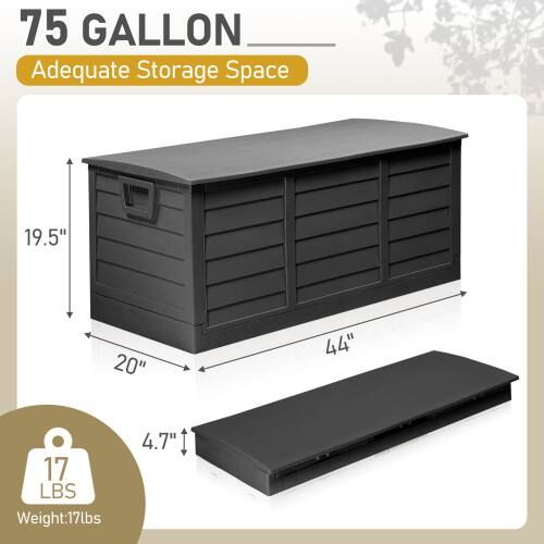 75 GALLON  
Adequate Storage Space  

19.5"  
20"  
44"  
4.7"  

Weight: 17 lbs