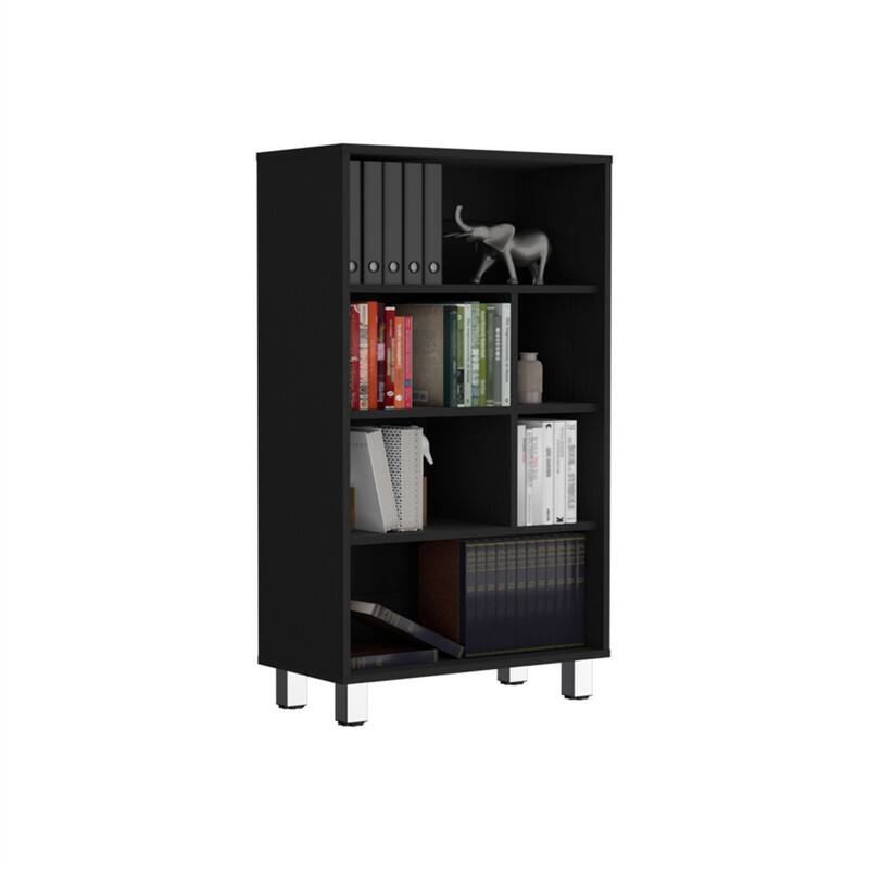 Alt View 1. HTUTWOO - Bookcase 40.6" H - 6-Shelf Engineered Wood Storage Display Shelf with 4 Legs, Compact Bookshelf for Small Spaces - Black.