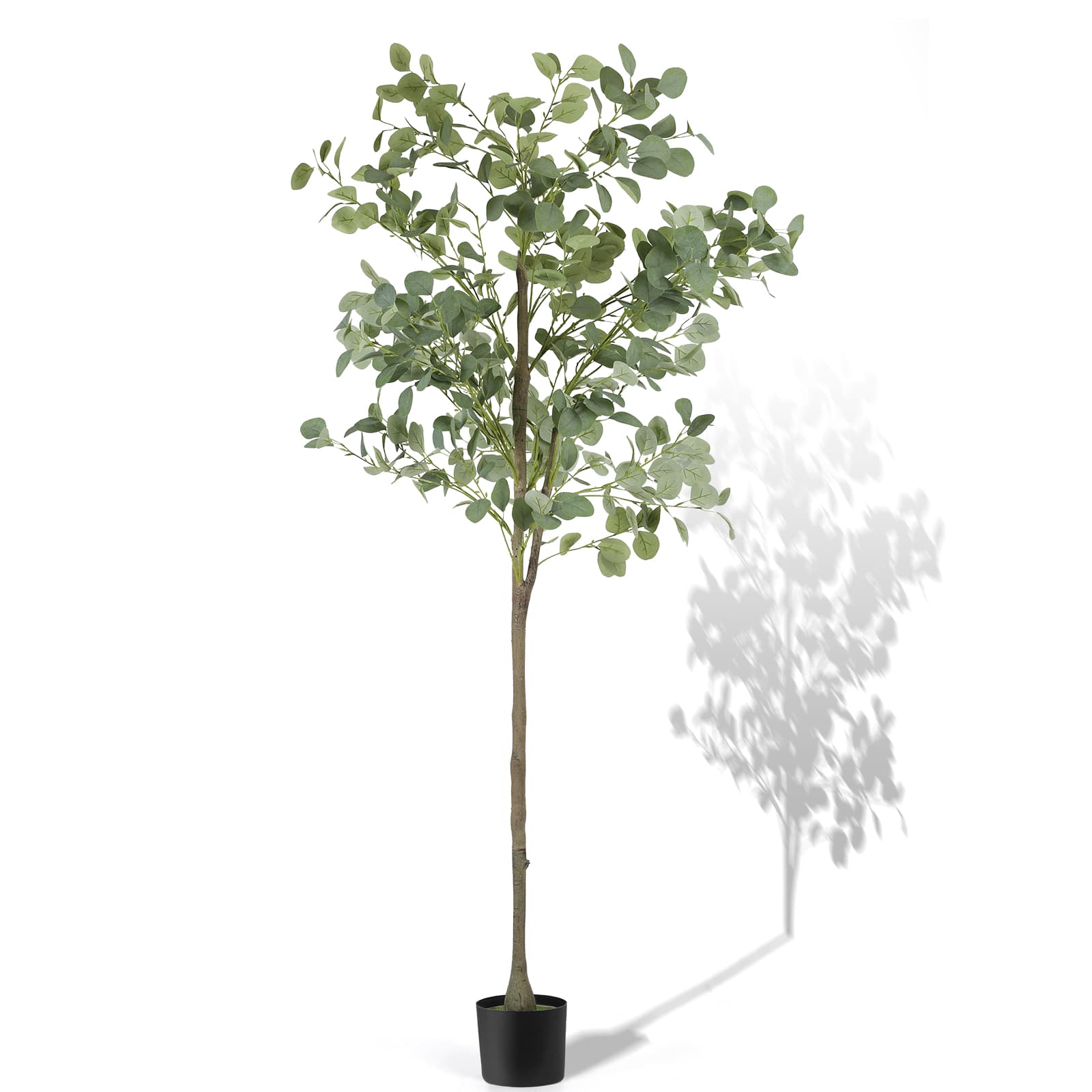 Oumilen - 5FT Faux Eucalyptus Tree Indoor Artificial Tree Fake Tree Tall Faux Plants