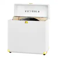 Victrola - Storage case for Vinyl Turntable Records - White - Front_Zoom