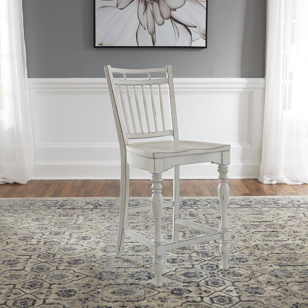 Alt View 6. Liberty Furniture Industries - Magnolia Manor Spindle Back Counter Chair (RTA)-Set of 2 in Antique White - White.
