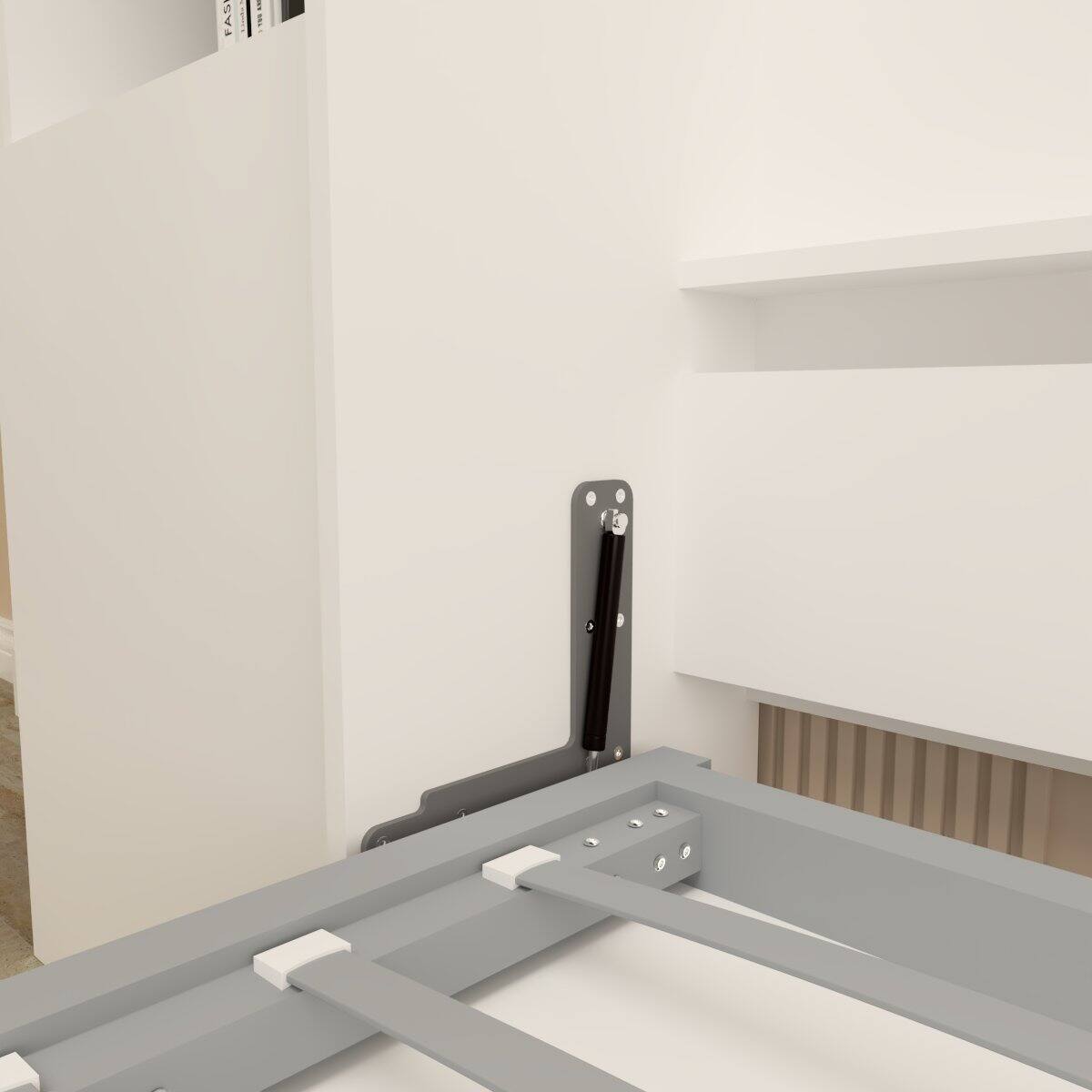 Alt View 7. Tiramisubest - Queen Size Modern Murphy Bed with Table, White, Space-Saving - White.