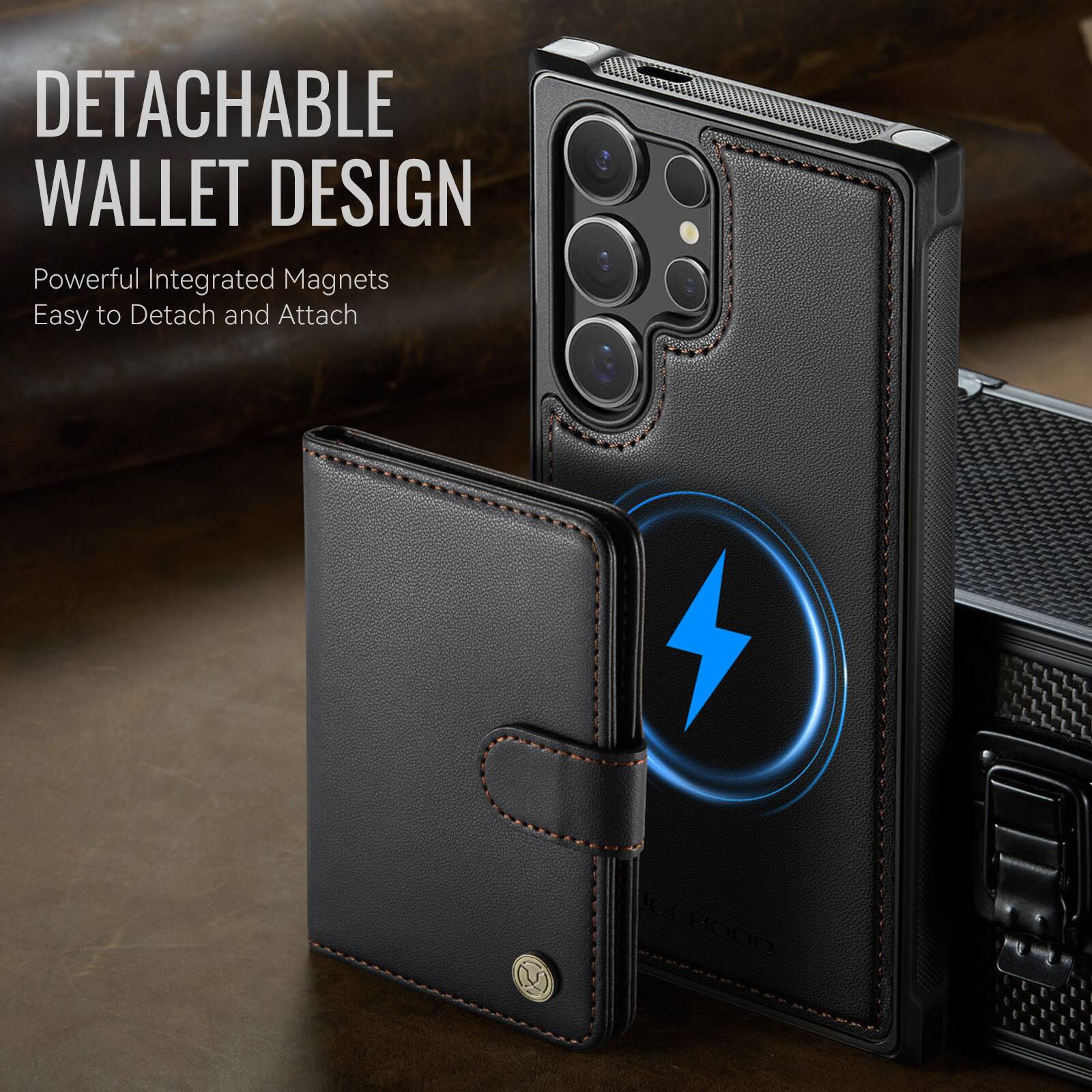 DETACHABLE WALLET DESIGN  
Powerful Integrated Magnets  
Easy to Detach and Attach