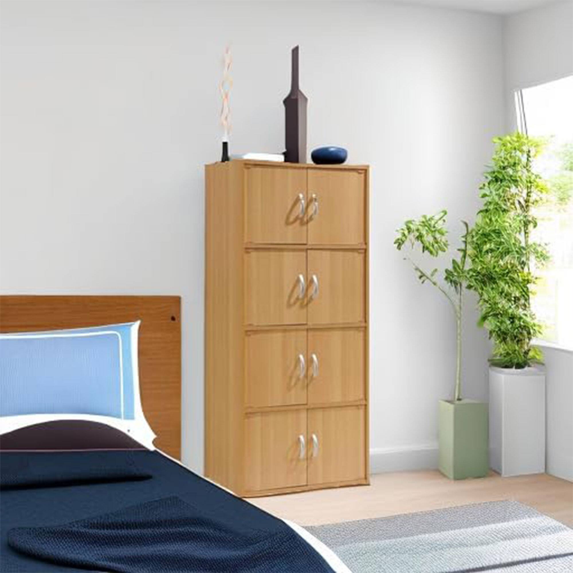 Alt View 4. Hodedah - Hodedah 8 Door Enclosed Multipurpose Storage Cabinet for Home and Office, Beech - Beech.