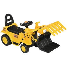 Ecooso - Kids Ride-On Excavator Toy Car, Digger Vehicle with Sound Effects, Storage Seat, and Treaded Wheels for Toddlers - Yellow