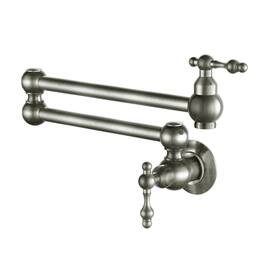 1.8 GPM Wall Mounted Pot Filler with Mounting Hardware Double Handles and Ceramic Disc Cartridge