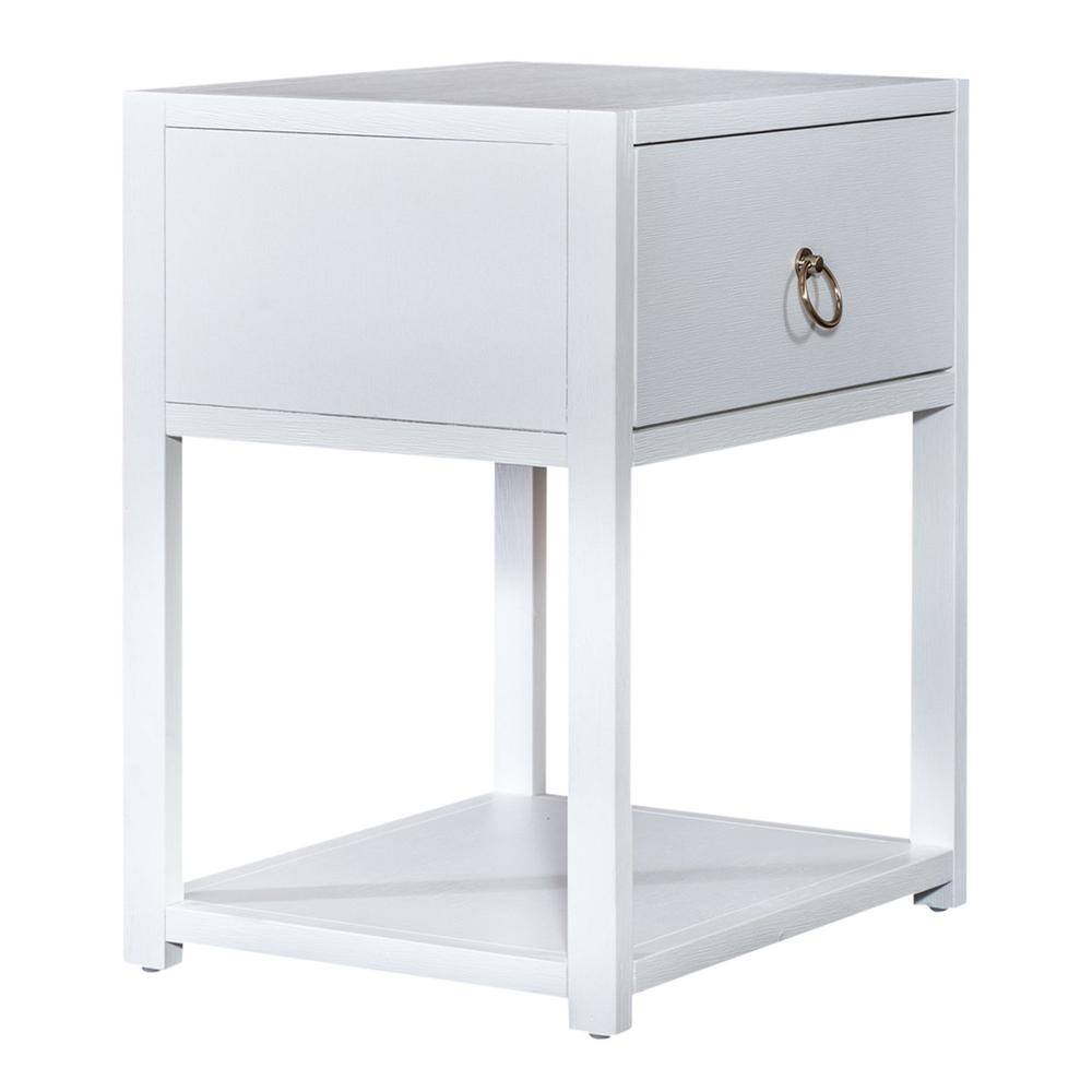 Alt View 2. Liberty Furniture Industries - East End 1 Drawer 1 Shelf Accent Table in Wirebrushed White - White.