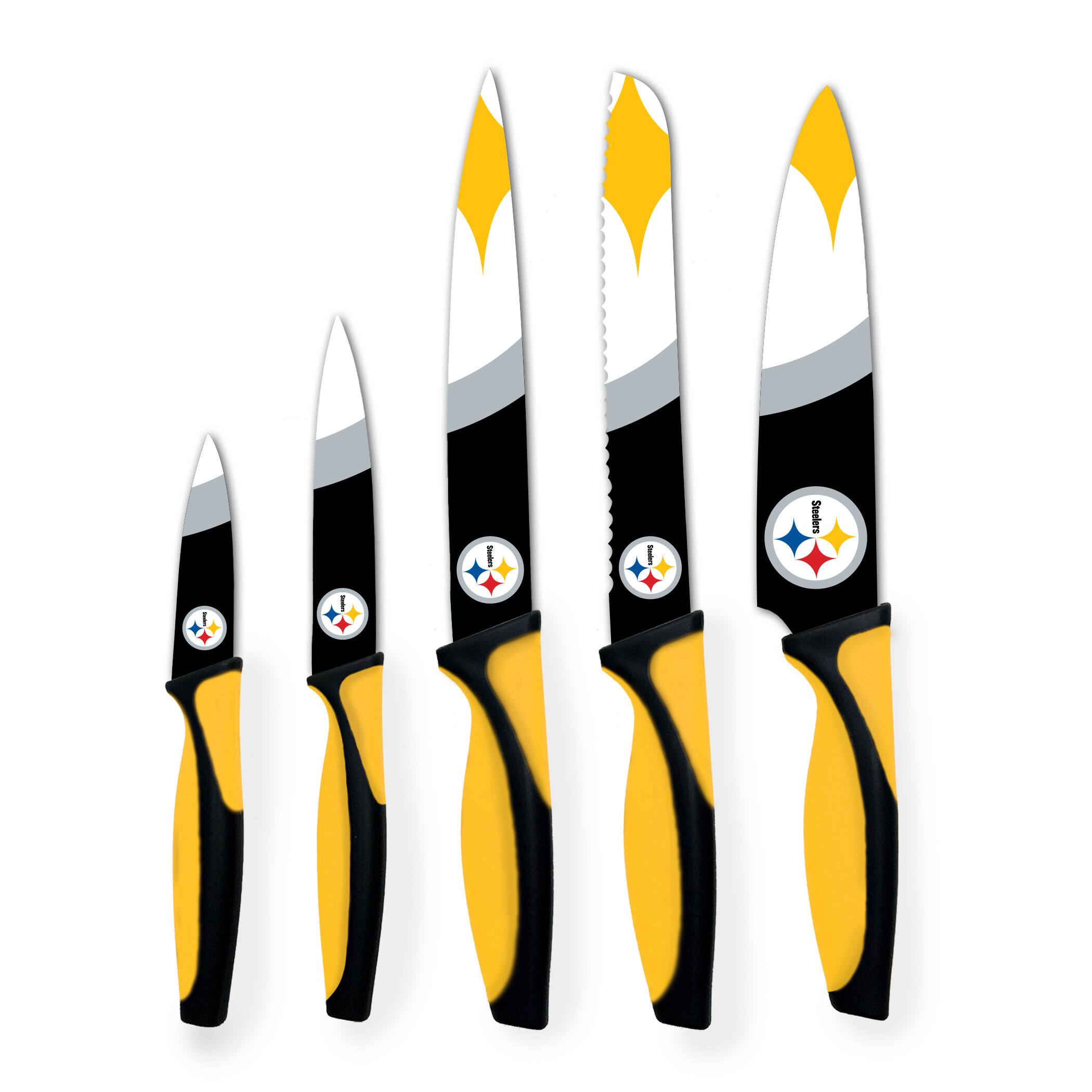 Alt View 1. Woodrow - Pittsburgh Steelers 5-Piece Stainless Steel Cutlery Knife Set - Multicolor.