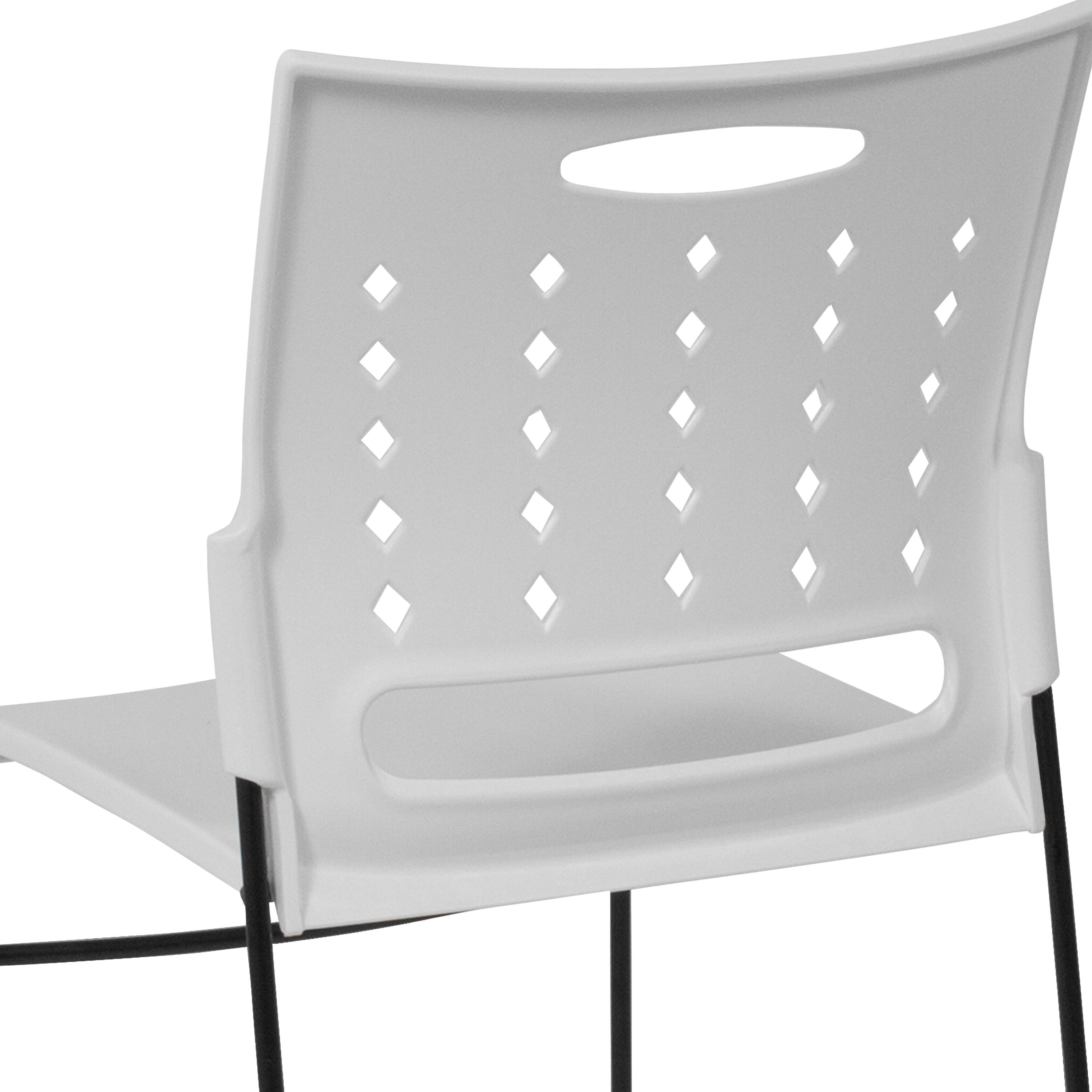Alt View 9. Emma + Oliver - Home Office Plastic Accent Sled Base Stack Chair - Air-Vent Back - White.
