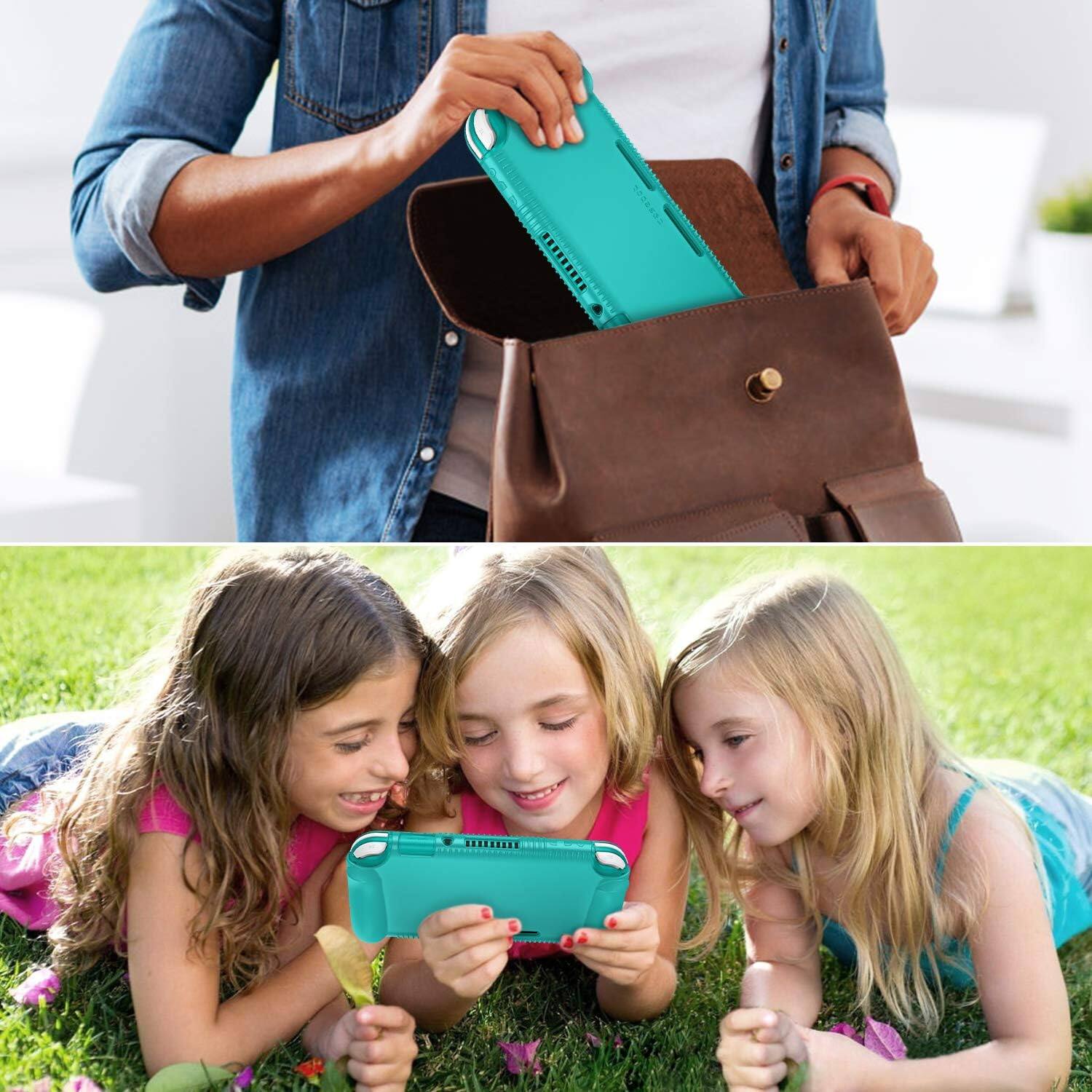 Alt View 3. Fintie - Soft Silicone Protective Case for Nintendo Switch Lite 2019, Ergonomic Grip, Anti-Slip, Lightweight Grip Case Cover - Turquoise.