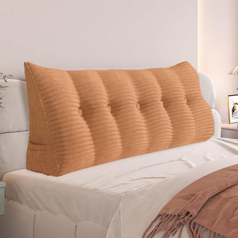 wowmax - Wedge Pillow Headboard for Queen - Large Reading Pillow with Removable Cover - Pink