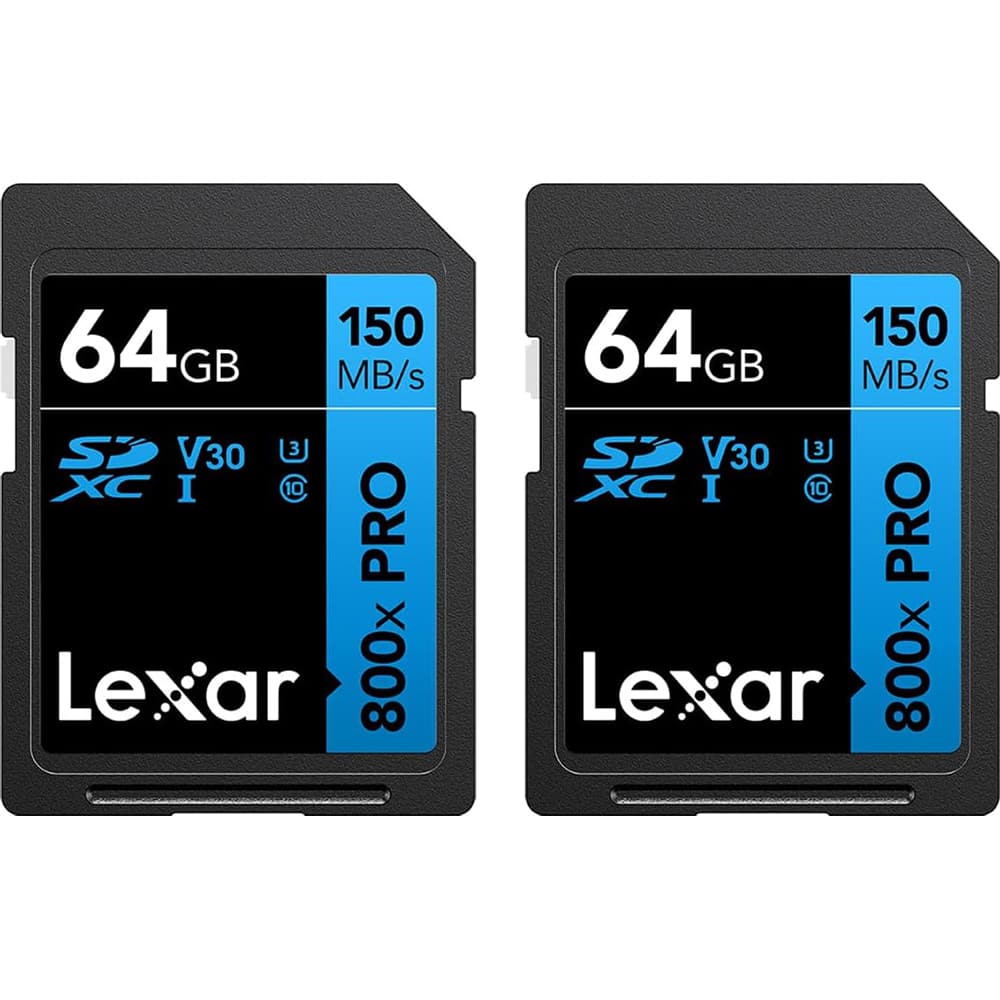 Lexar - High-Performance 800x PRO BLUE Series 64GB SDXC Memory Card, 2 Pack LSD0800P064G-B2NNU