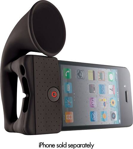 Front Standard. Bone Collection - Horn Stand Portable Amplifier for Apple® iPhone® 4 and iPhone 4S - Black.