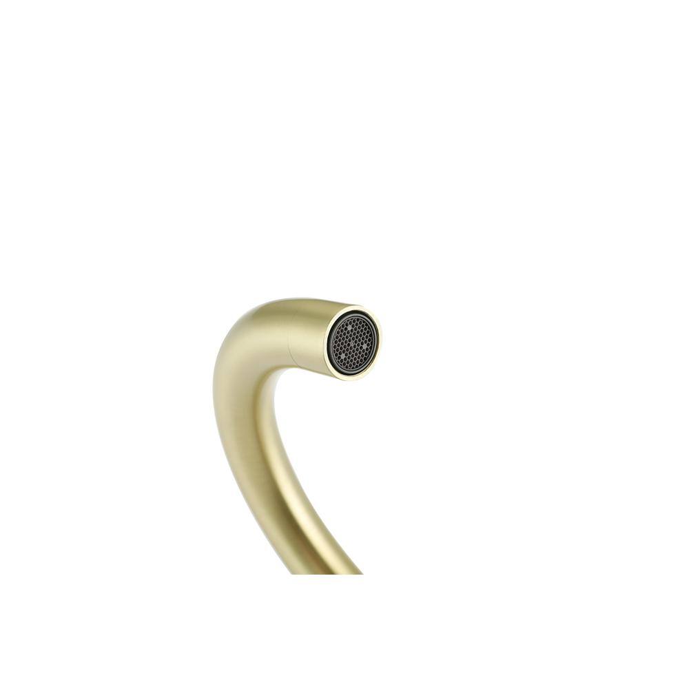 Angle. Elegant Kitchen and Bath - Louis Single Hole Single Handle Bathroom Faucet in Brushed Gold - Brushed Gold.