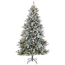 NOMA - Cypress 7 ft White Multi-Color LED Pre-Lit Flocked Artificial Christmas Tree - Multicolor