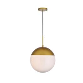 Living District - Eclipse 1 Light Brass Pendant With Frosted White Glass - Brass And Frosted White