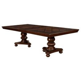 Manhattan Lane - Wooden Extendable Dining Table with Ornate Double Pedestal Base - Brown