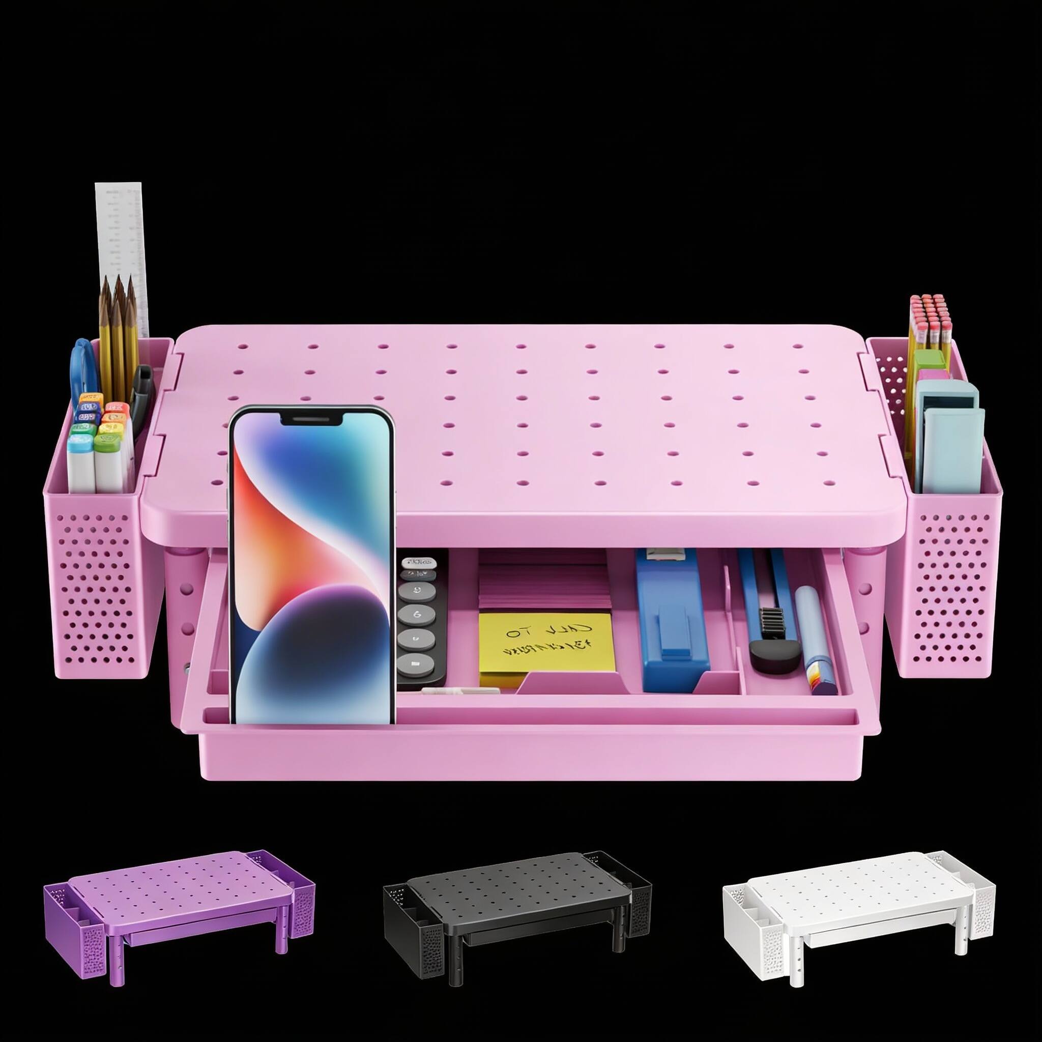 Pink with Drawer and Pen Holder 3-Level