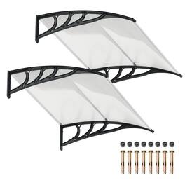 Gymax - 2PCS 48'' x 40'' Window Awning Door Canopy Exterior Awning Canopy Patio - Black
