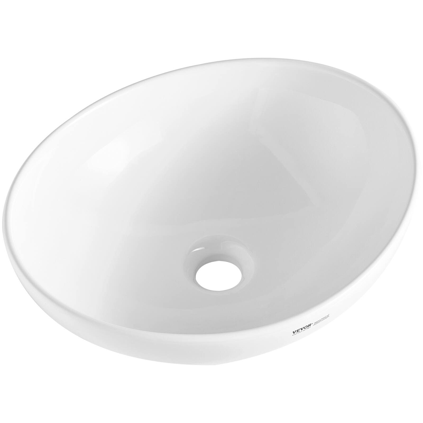Alt View 5. VEVOR - Oval Vessel Sink, 16" x 13.4" Bathroom Vessel Sink Bowl Countertop, White Ceramic Bathroom Sinks Above Counter - White.