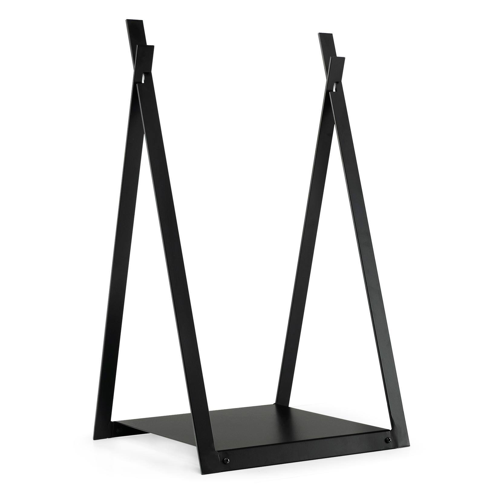 Front. Sugift - Triangle Firewood Rack with Raised Base for Fireplace Fire Pit - Black.