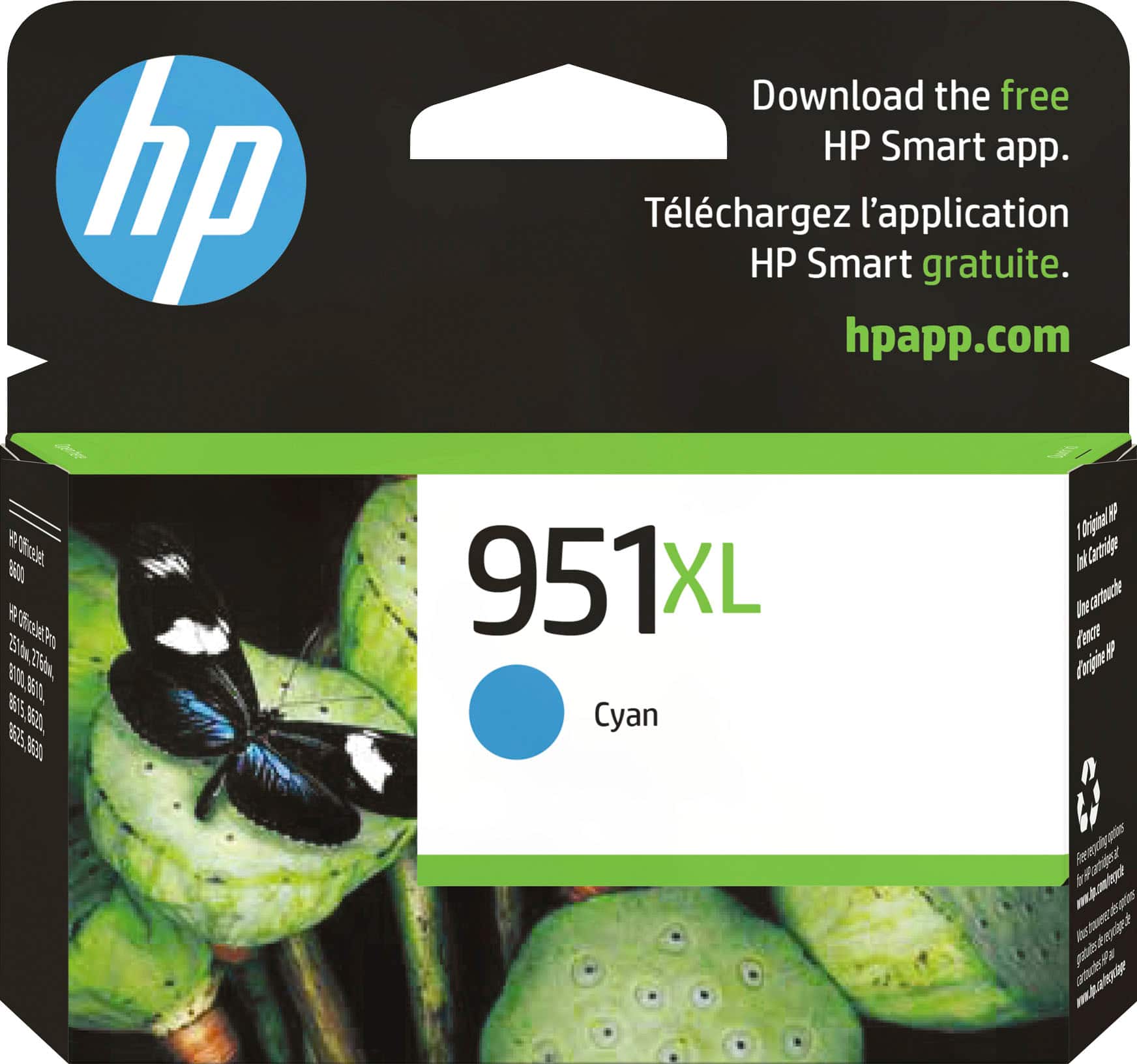 Front. HP - 951XL High-Yield Ink Cartridge - Cyan.