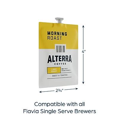 MORNING ROAST  
ALTERRA COFFEE  
SWEET & TOASTED  

Compatible with all Flavia Single Serve Brewers  

4"  
2 3/4"