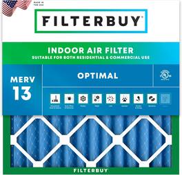 Filterbuy - 28x28x2 MERV 13 Smoke & Allergy Defense, Electrostatic Pleated HVAC AC Furnace Air Filters Replacement (1-Pack) - Blue