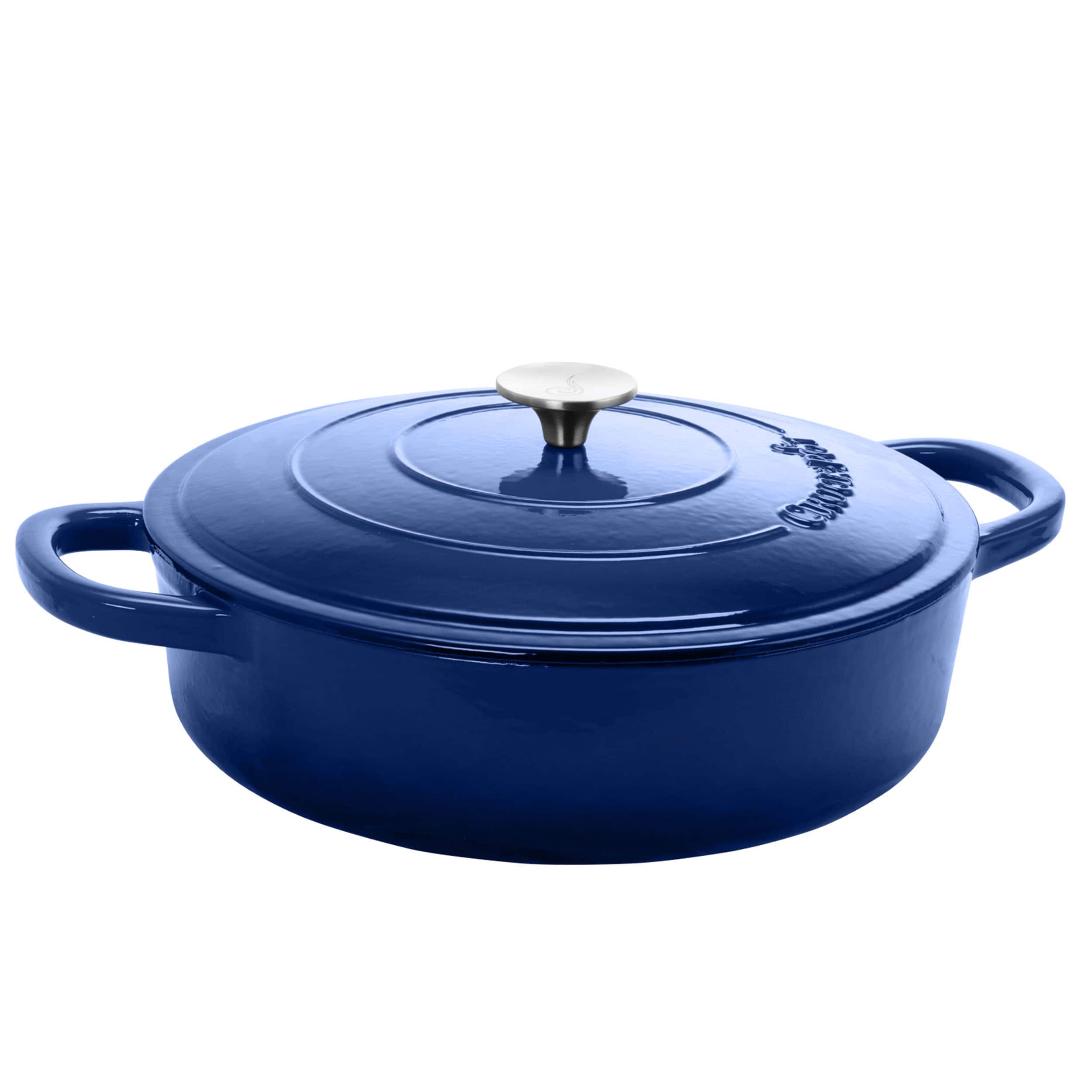 Crock-Pot - Crock Pot Artisan Enameled 5 Quart Cast Iron Round Braiser Pan with Self Basting Lid - Thumbnail 5