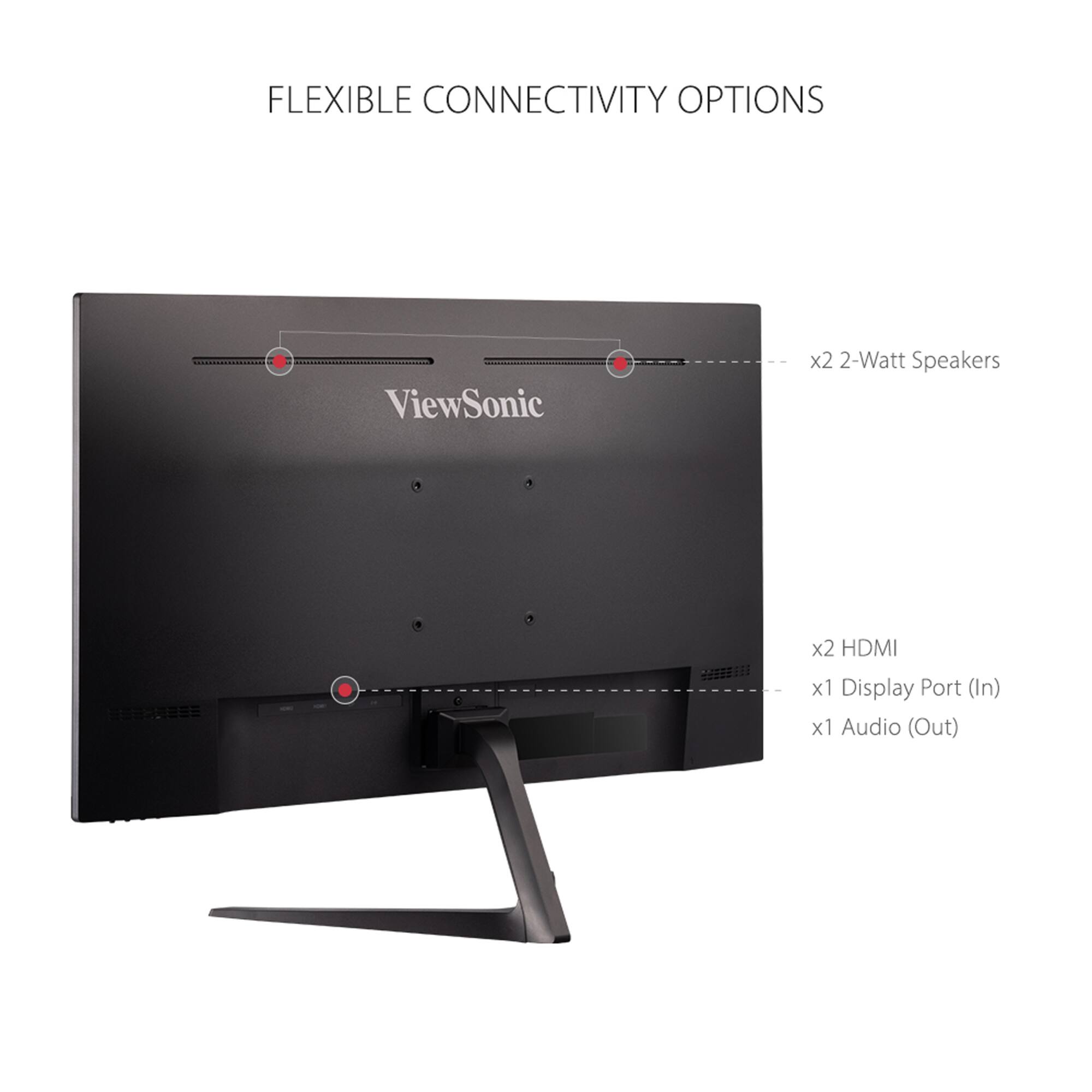 Flexible Connectivity Options: ViewSonic x2 2-Watt Speakers, x2 HDMI, x1 Display Port (In), x1 Audio (Out)