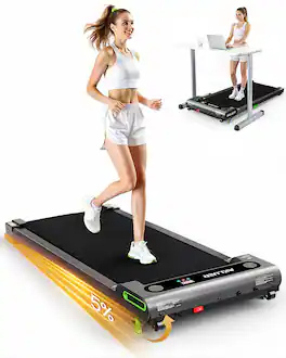 Akluer - 480-C Walking Pad Treadmill with Adjustable Incline, 2.5HP Quiet Motor, Remote Control, LED Display, 330 lb Capacity - Black