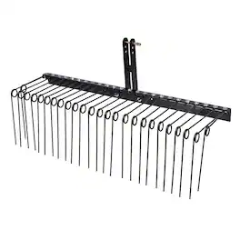 Gymax - 60''Pine Straw Rake Tow Behind Landscape Rake w/ 26 Metal Coil Tines for Grass - Black