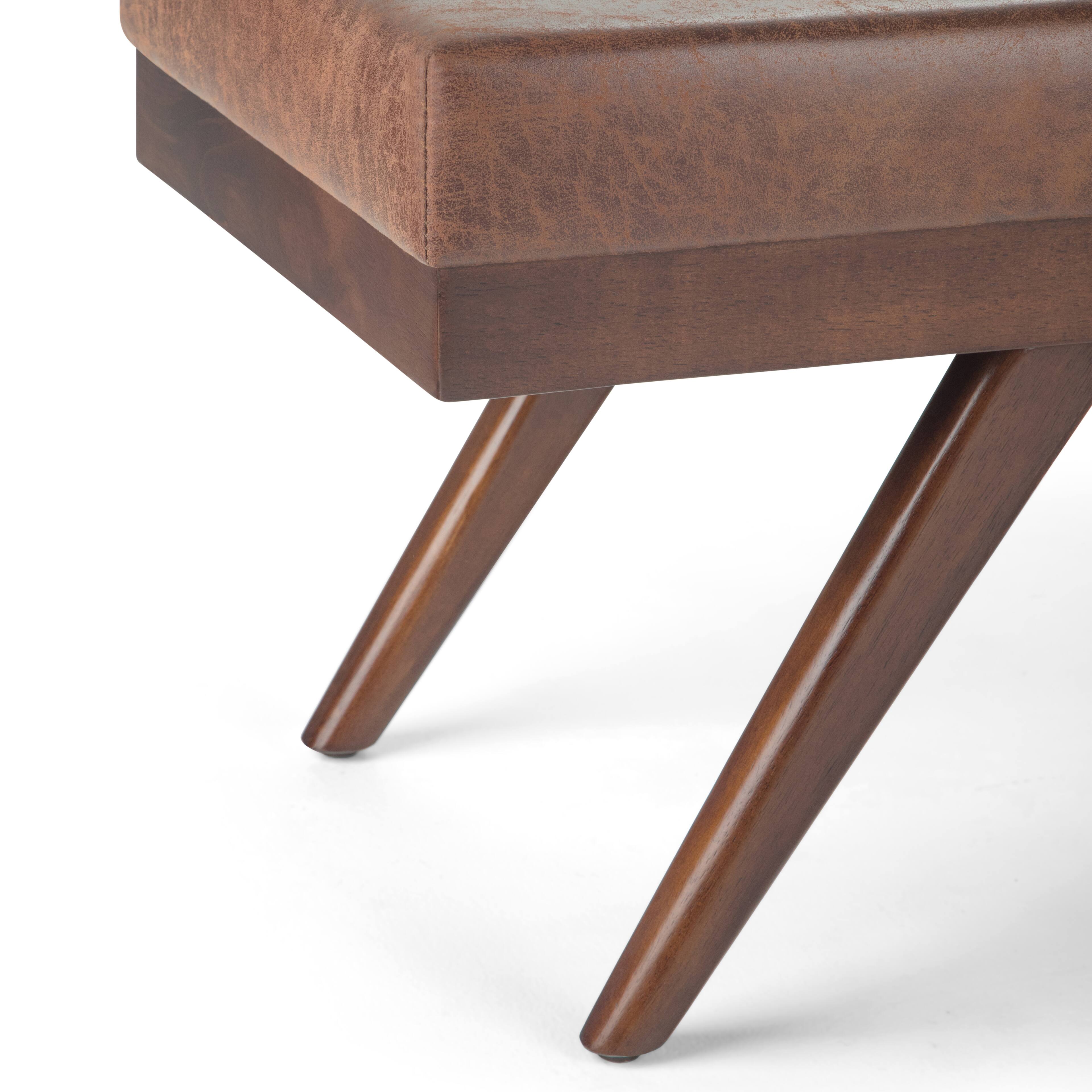 Alt View 14. Simpli Home - Chanelle Mid Century Ottoman Bench - Distressed Umber Brown.
