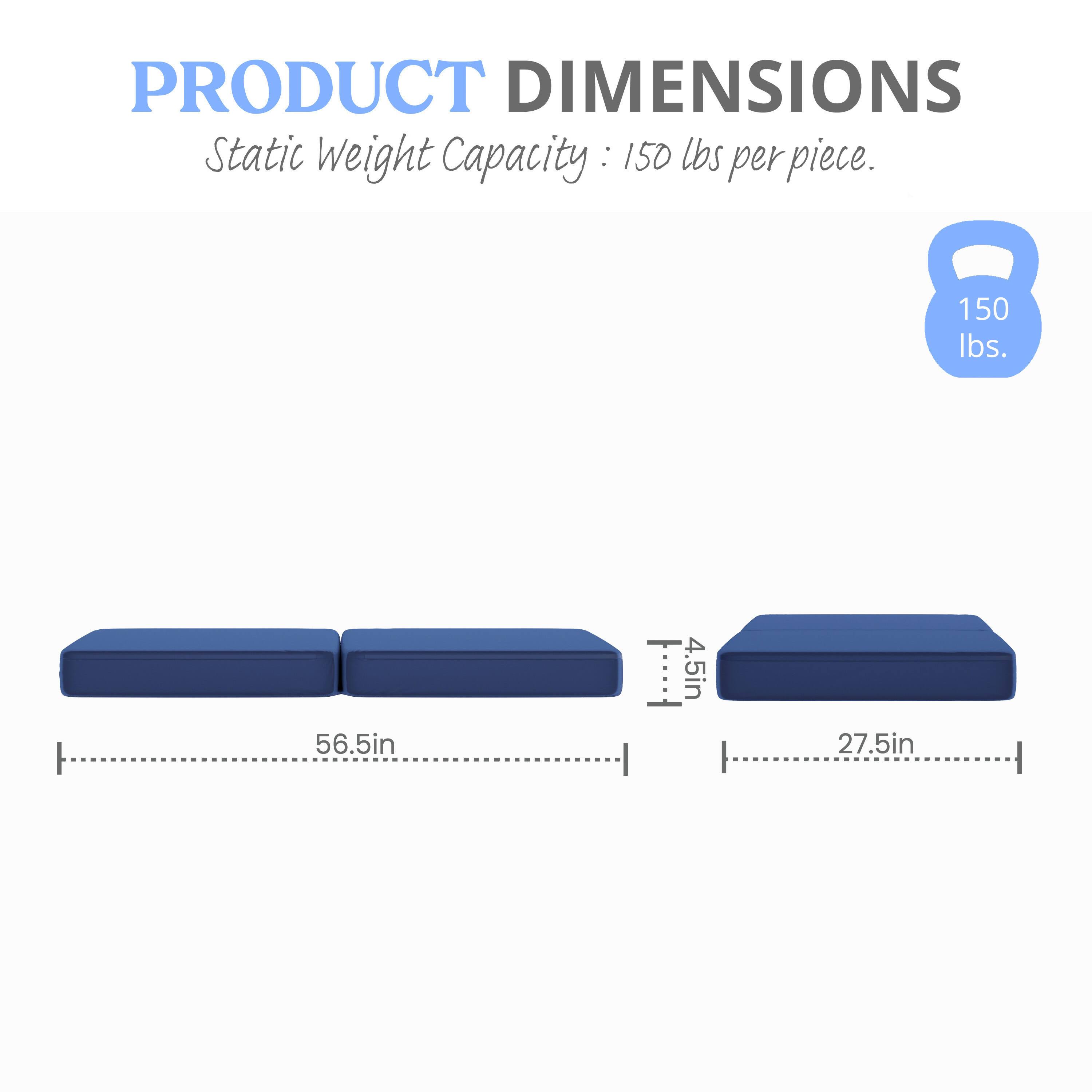 PRODUCT DIMENSIONS  
Static Weight Capacity: 150 lbs per piece.  
150 lbs.  
56.5in x 4.5in x 27.5in