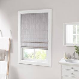 BreeBe - Basketweave Room Darkening Cordless Roman Shade - Gray