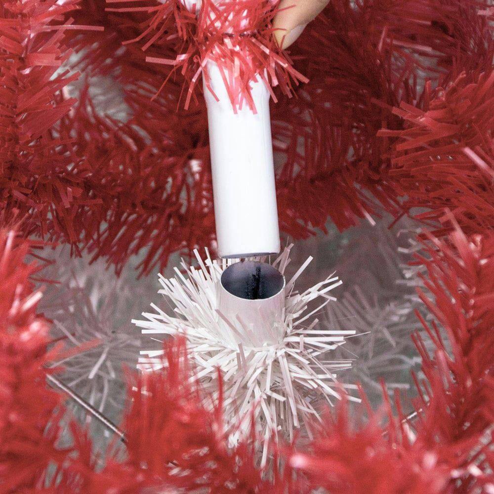 Alt View 2. Resenkos - 6ft Pre-Lit Artificial Christmas Tree, Santa Hat Style with 1250 Branch Tips and 300 LED Lights, Red - Red.