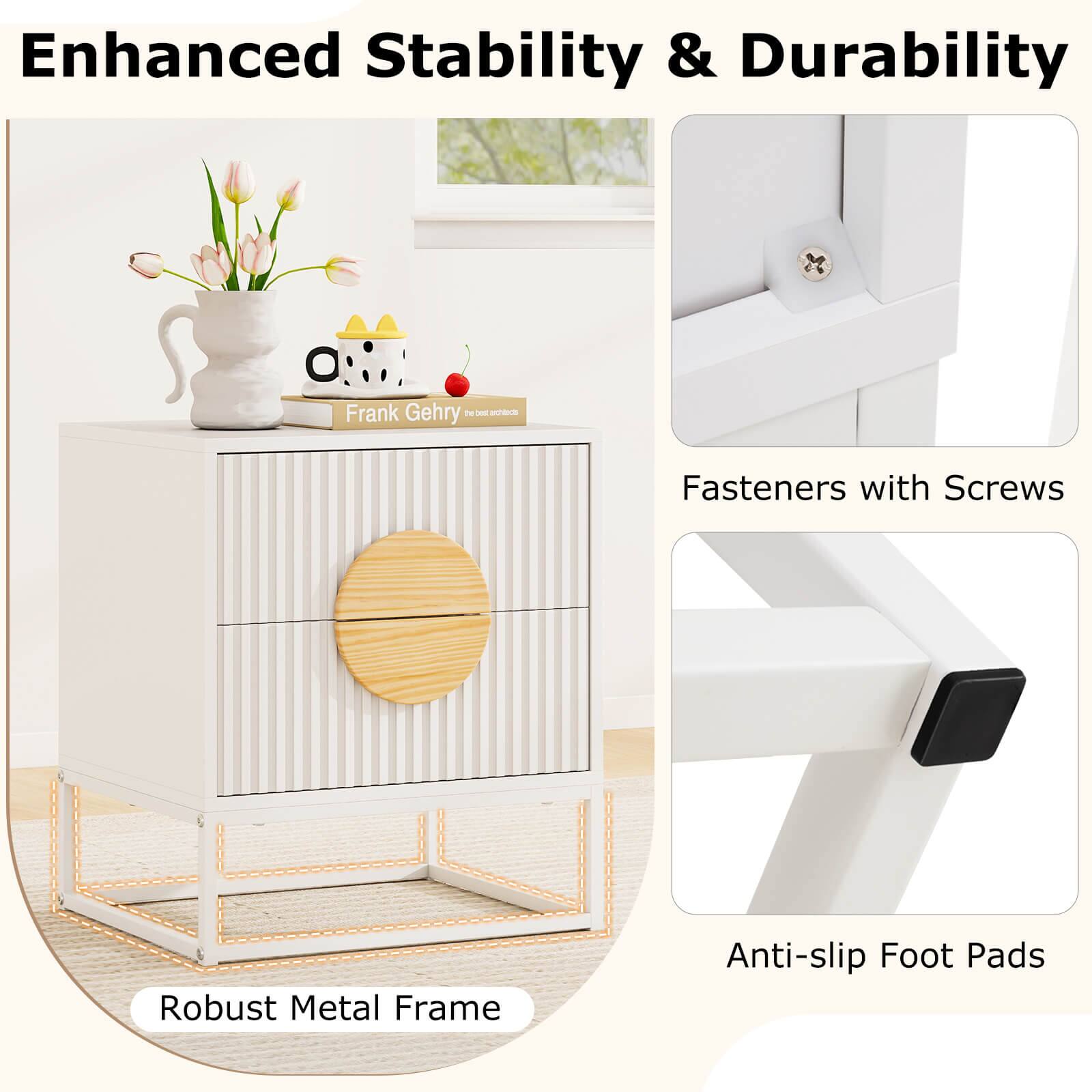 Enhanced Stability & Durability

- Fasteners with Screws
- Robust Metal Frame
- Anti-slip Foot Pads