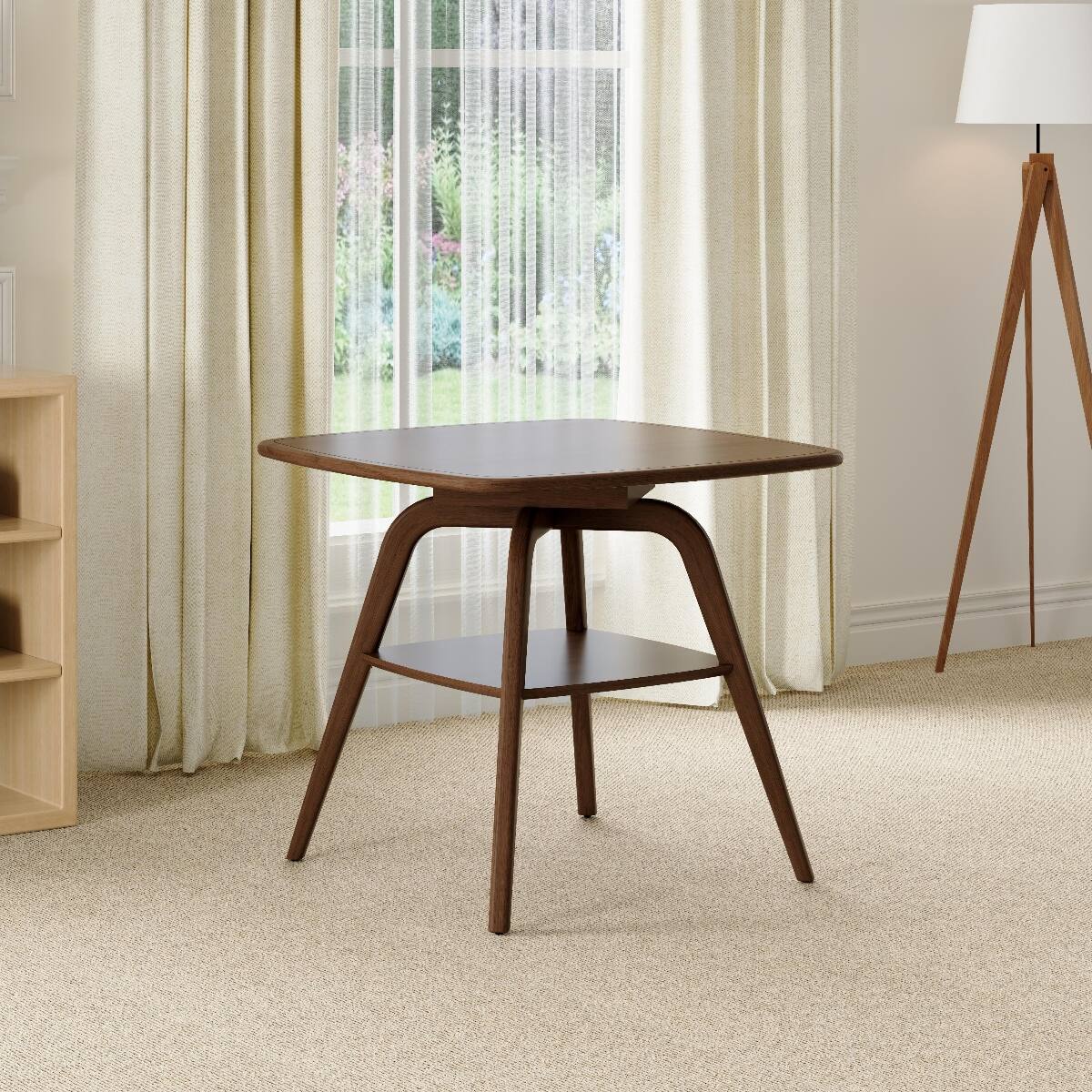 Alt View 2. Loheer - Loheer Modern Wooden Dining Table With Storage Shelf, Walnut Finish - Walnut.