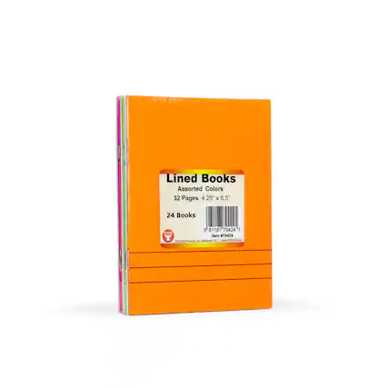 Lined Books Assorted Colors 32 Pages 4.25" x 5.5" 24 Books 0 81187 79424 1 L Item 79424 etI Poduts IK walingen - WWw.RYOLOS.com