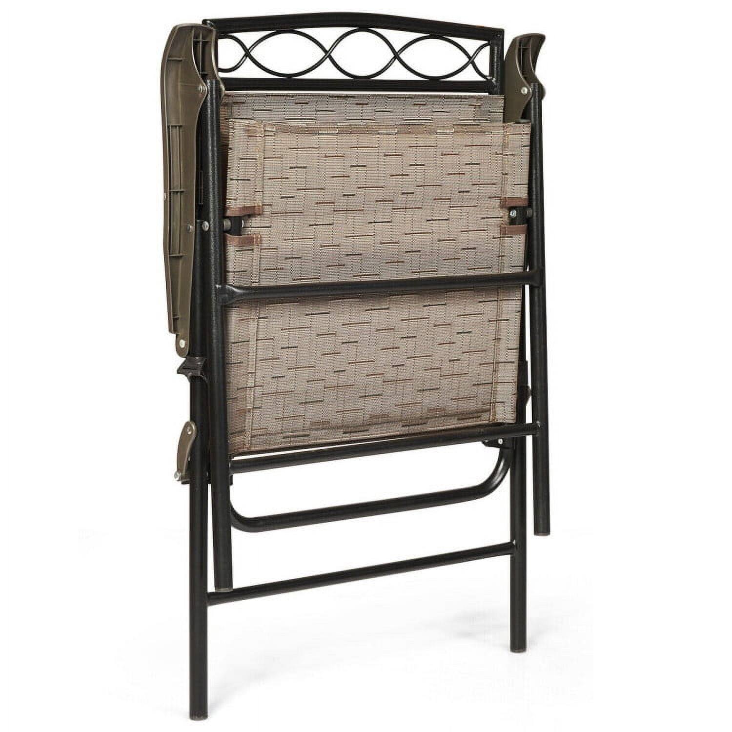 Alt View 4. Kadyn - Set of 2 Patio Folding Chairs Sling Portable Dining Chair Set with Armrest, Outdoor Dining Chair for Outside-Black - Black.