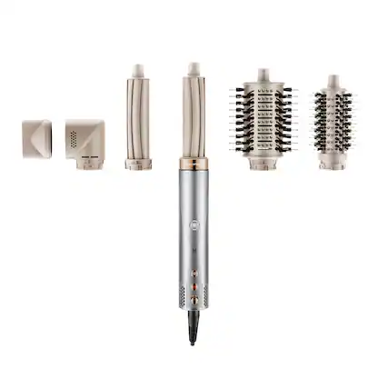 Front. Lecomely - 5 in 1 Hot Air Styler Wrap with Automatic Curling & Drying High-Speed Hair Dryer Brush with Negative Ion Technology - Silver.