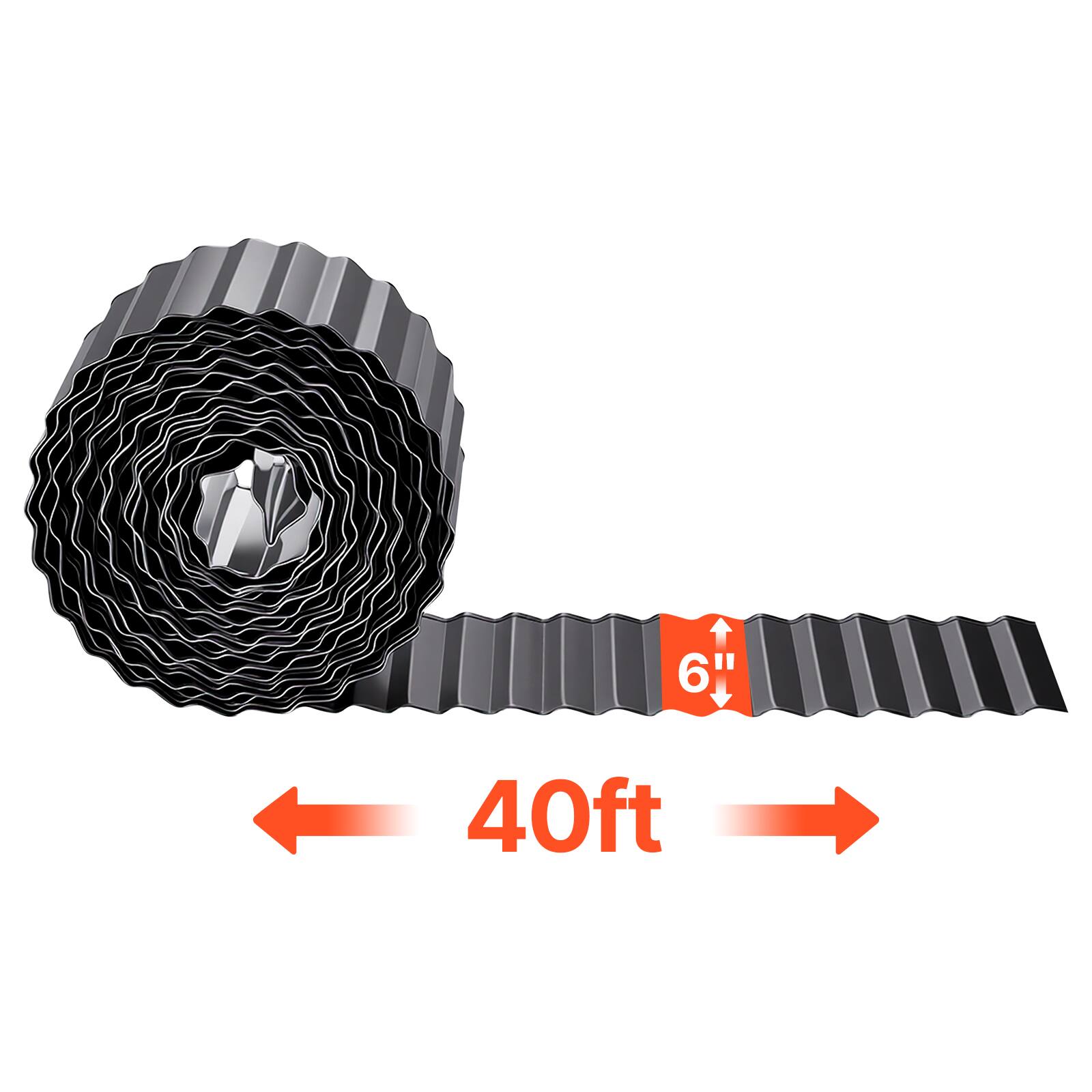 Alt View 4. VEVOR - Galvanized Steel Landscape Edging, 40 ft x 6 in Metal Edging for Landscaping with Gloves, Easy-to-Install Bendable - Black.